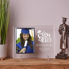 Personalised Graduation 2023 Large Glass Photo Frame In Silk Lined Gift Box