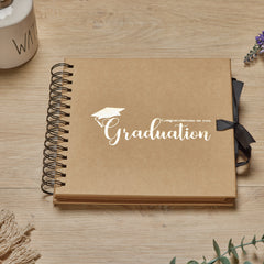 Graduation Themed Brown Scrapbook Photo Album with Gold Script