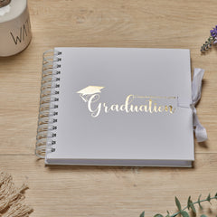 Graduation White Scrapbook, Guest Book Or Photo Album with Gold Script - ukgiftstoreonline