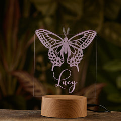 Personalised Butterfly Design Gift Lamp Night Light Kids Bedroom