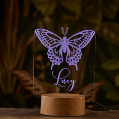 Personalised Butterfly Design Gift Lamp Night Light Kids Bedroom