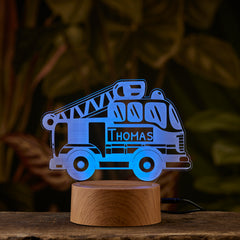 Personalised Fire Engine LED Children's Night lamp 7 Colour Changing