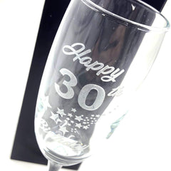 30th Birthday Stars Champagne Flute Glass Gift Boxed - ukgiftstoreonline