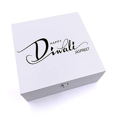 ukgiftstoreonline Personalised Happy Diwali Script Style Keepsake Wooden Box
