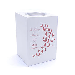 Personalised Mum In Loving Memory Butterflies Design Tea Light Holder