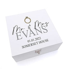 ukgiftstoreonline Personalised Wedding Ring Design Keepsake Wooden Box
