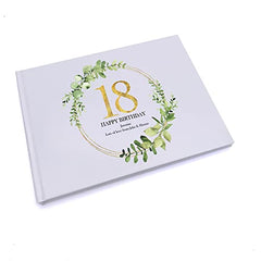 Personalised 18th Birthday Gift for her Guest Book Gold Wreath Design