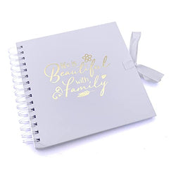 Life Is Beautiful With Family White Scrapbook Photo album With Gold Script