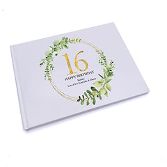 Personalised 16th Birthday Gift for her Guest Book Gold Wreath Design