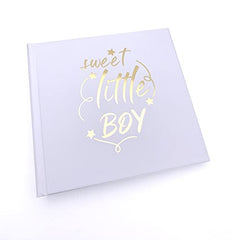 Sweet Little Boy White Baby Photo Picture Album Gold Print