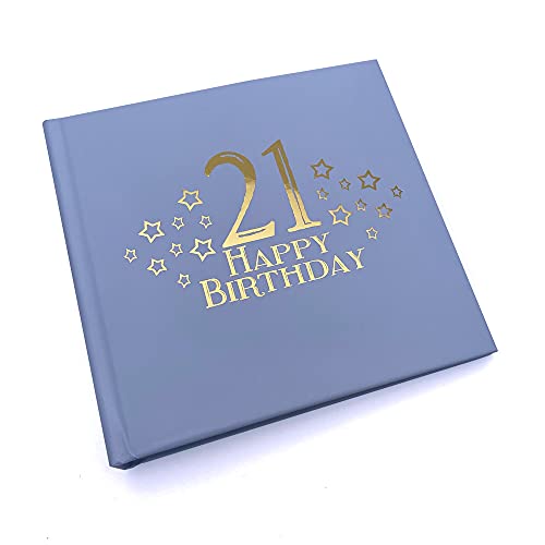 21st Birthday Blue Photo Album Gift With Gold Script - ukgiftstoreonlien