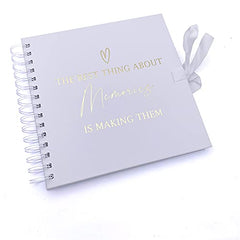 The Best Thing About Memories White Scrapbook Or Photo Album with Gold Script