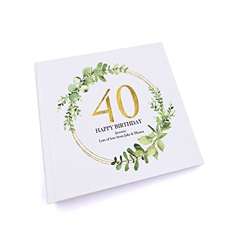 Personalised 40th Birthday Gift for her Photo Album Gold Wreath Design