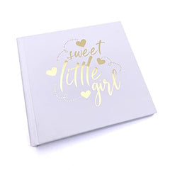 Sweet Little Girl White Baby Photo Picture Album Gold Print