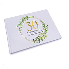 Personalised 30th Birthday Gift for her Guest Book Gold Wreath Design