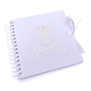 Our Adventure Book White Scrapbook Photo album Gold Script
