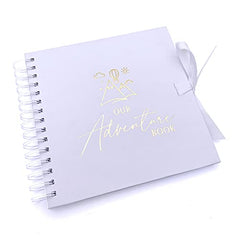 Our Adventure Book White Scrapbook Photo album Gold Script