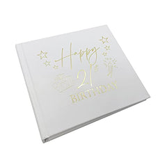 ukgiftstoreonline 21st Birthday White Photo Album Gift Keepsake Gold Present Finish