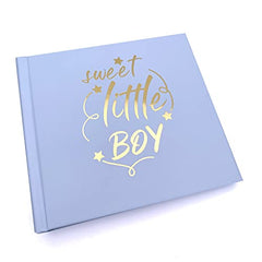 Sweet Little Boy Baby Blue Photo Album Gift With Gold Script