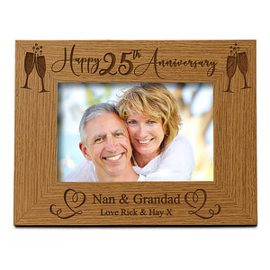 ukgiftstoreonline Personalised 25th Wedding Anniversary Wooden Photo Frame Gift