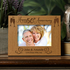 ukgiftstoreonline Personalised 50th Wedding Anniversary Wooden Photo Frame Gift