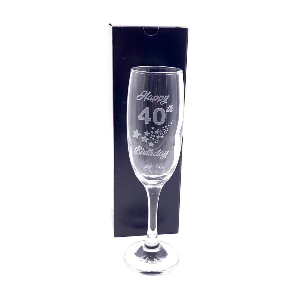 40th Birthday Stars Champagne Flute Glass Gift Boxed - ukgiftstoreonline
