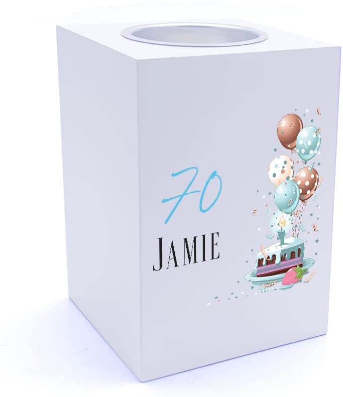 Personalised 70th Birthday Gifts For Him Tea Light Holder