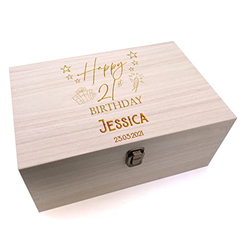 Personalised Any Age Birthday Wooden Engraved Keepsake Box With Present Design 18th 21st 30th 40th 50th 60th 70th 80th