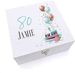 ukgiftstoreonline Personalised 80th Birthday Gifts For Him Keepsake Large Wooden Box