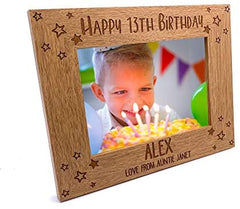 Any Age Personalised Birthday Engraved Photo Frame Gift Stars Design - ukgiftstoreonline