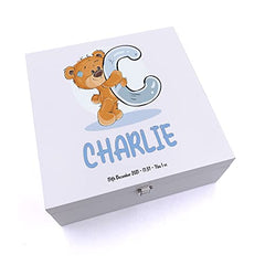 ukgiftstoreonline Personalised Teddy Design Baby Keepsake Wooden Box