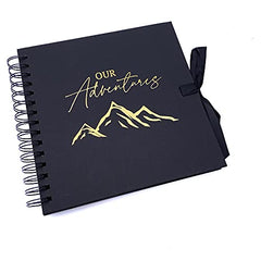 Our Adventures Black Scrapbook, Guest Book Or Photo Album with Gold Script