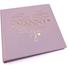 Nanny Gift Pink Heart Photo Album With Gold Script