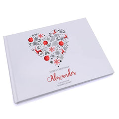 Personalised Merry Christmas Heart Design Guest Book