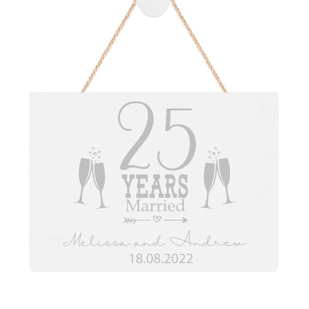 ukgiftstoreonline Personalised 25th Wedding Anniversary Keepsake Plaque Champagne Design
