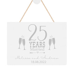 ukgiftstoreonline Personalised 25th Wedding Anniversary Keepsake Plaque Champagne Design