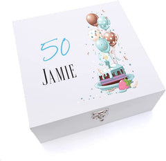 ukgiftstoreonline Personalised 50th Birthday Gifts For Him Keepsake Large Wooden Box