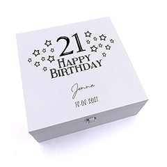 ukgiftstoreonline Personalised Any Age Happy Birthday Star Design Keepsake Wooden Box