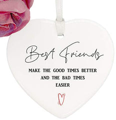 ukgiftstoreonline Best Friends Make Good Times Better porcelain heart gift with ribbon