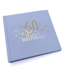 60th Birthday Blue Photo Album Gift With Gold Script