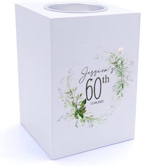 Personalised 60th Birthday Botanical Design Tea Light Holder Gift