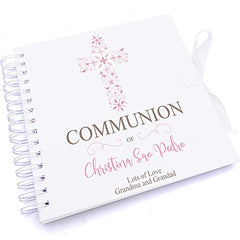 Personalised Communion Ornate Cross Design Scrapbook Photo Album