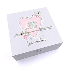 ukgiftstoreonline Personalised Baby Shower Heart Design Keepsake Wooden Box