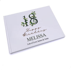 Personalised 18th Birthday Green Leaf Design Gift Guest Book
