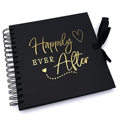 Happily Ever After Black Love Scrapbook Photo album or Guest Book Gold Script