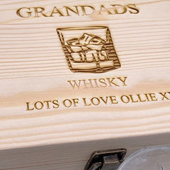 Personalised Whisky Stones Tumbler Natural Pine Wood Glass Gift Set For Him