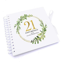 Personalised 21st Birthday Gift for her Scrapbook Photo Album Gold Wreath Design