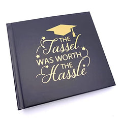 The Tassel Was Worth The Hassle Black Graduation Photo Album Gift With Gold Script