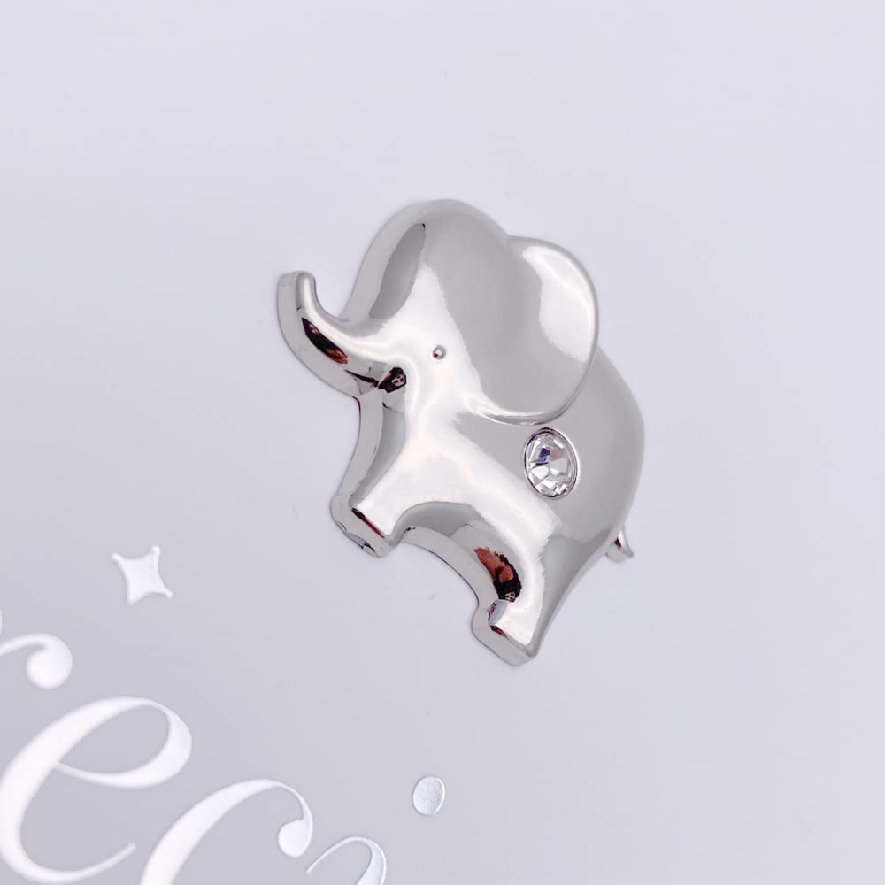 Personalised Baby Photo Album With Silver Elephant and Diamante