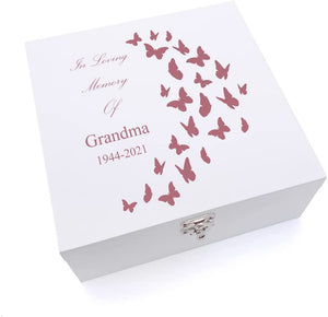 ukgiftstoreonline Personalised Grandma In Loving Memory Butterflies Keepsake Wooden Box